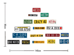 American License Plate Wall Stickers for Living room Bedroom Bathroom Kids  room Wall Decor Art Removable Decals Wall Murals