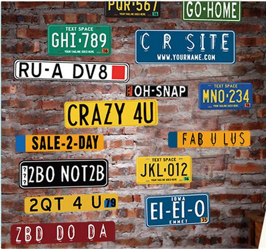 American License Plate Wall Stickers for Living room Bedroom Bathroom Kids  room Wall Decor Art Removable Decals Wall Murals