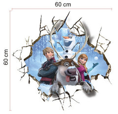 Elsa Queen and King Frozen Series Wall Sticker Cartoon Movie Wall Paper Waterproof PVC Removeable Wall Decor