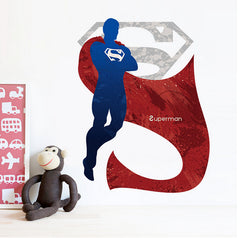 Super Man Wall Sticker Cartoon Wall Paper For Boys Room Super Hero PVC Removeable Wall Decor