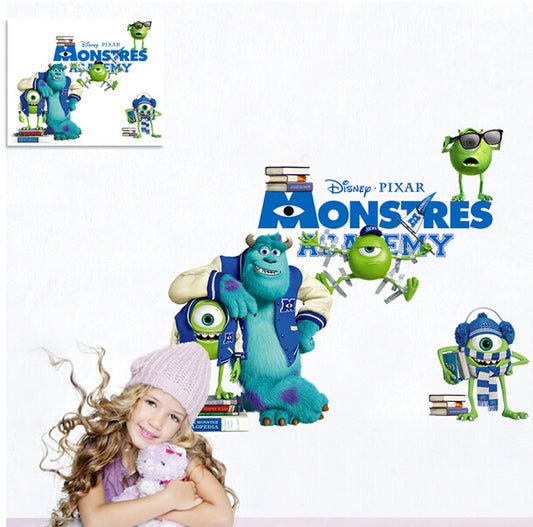 Monsters Academy Disney Wall Sticker Cartoon Movie Wall Paper PVC Removeable Wall Decor  For Kids Room