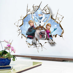 Elsa Queen and King Frozen Series Wall Sticker Cartoon Movie Wall Paper Waterproof PVC Removeable Wall Decor