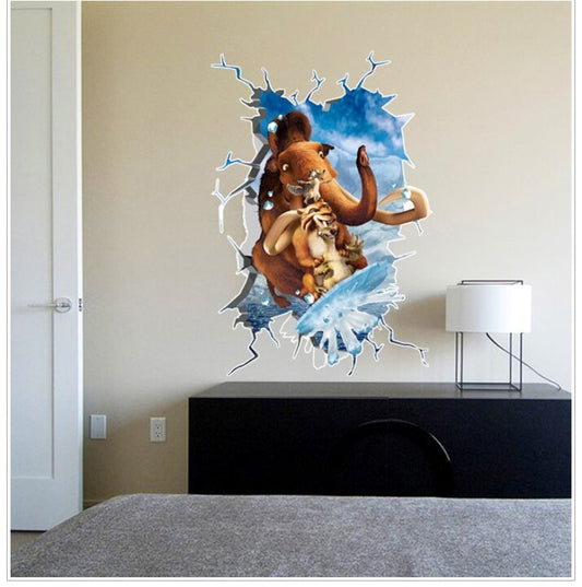 Most Popular Movie Ice Age 3D Wall Sticker Cartoon Movie Wall Paper PVC Wall Art Decor For Kids Room