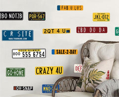 American License Plate Wall Stickers for Living room Bedroom Bathroom Kids  room Wall Decor Art Removable Decals Wall Murals