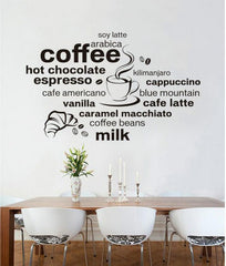 Flavored Coffee Theme Wall Sticker Black Coffee Cup Wall Paper For Kitchen Restaurants Cafe PVC Waterproof Wall Decor