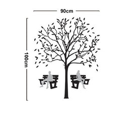 Autumn Hope Benches Under Tree Wall Sticker Floral Wall Paper PVC Removeable Wall Decor