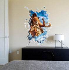 Most Popular Movie Ice Age 3D Wall Sticker Cartoon Movie Wall Paper PVC Wall Art Decor For Kids Room