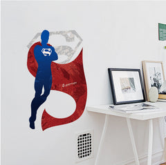 Super Man Wall Sticker Cartoon Wall Paper For Boys Room Super Hero PVC Removeable Wall Decor