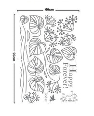 Happy Tedat Forever Wall Sticker Black Flowers Wall Papers PVC Removeable Wall Decor