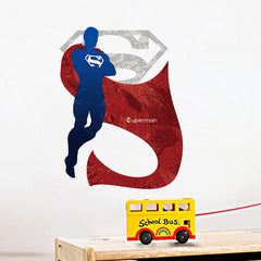 Super Man Wall Sticker Cartoon Wall Paper For Boys Room Super Hero PVC Removeable Wall Decor