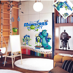 Monsters Academy Disney Wall Sticker Cartoon Movie Wall Paper PVC Removeable Wall Decor  For Kids Room