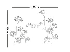 Happy Tedat Forever Wall Sticker Black Flowers Wall Papers PVC Removeable Wall Decor