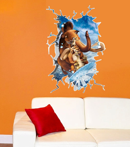 Most Popular Movie Ice Age 3D Wall Sticker Cartoon Movie Wall Paper PVC Wall Art Decor For Kids Room