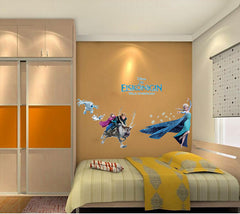 Frozen Elsa and Kristoff Wall Sticker Frozen Cartoon Movie Wall Paper  For Kids Room PVC Removeable Wall Decor