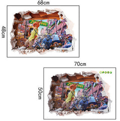 Popular Film Zootopia Wall Sticker Cartoon Movie Wall Paper For Kids Room PVC Removeable