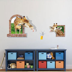 3D Giraffe Brick Arch Window Wall Sticker Decal Home Decor