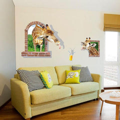 3D Giraffe Brick Arch Window Wall Sticker Decal Home Decor