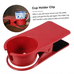 Red Clip-On Desk Cup Holder for Drinks and Tumblers
