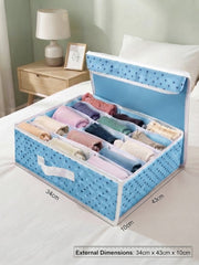 Foldable Blue  Multi Grid Women Personal Stuffs Organizer Storage Case