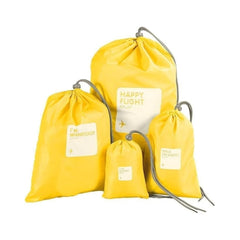 Multi-Size Pink Travel Storage Pouches With Drawstring Closure Set