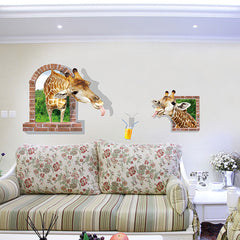 3D Giraffe Brick Arch Window Wall Sticker Decal Home Decor