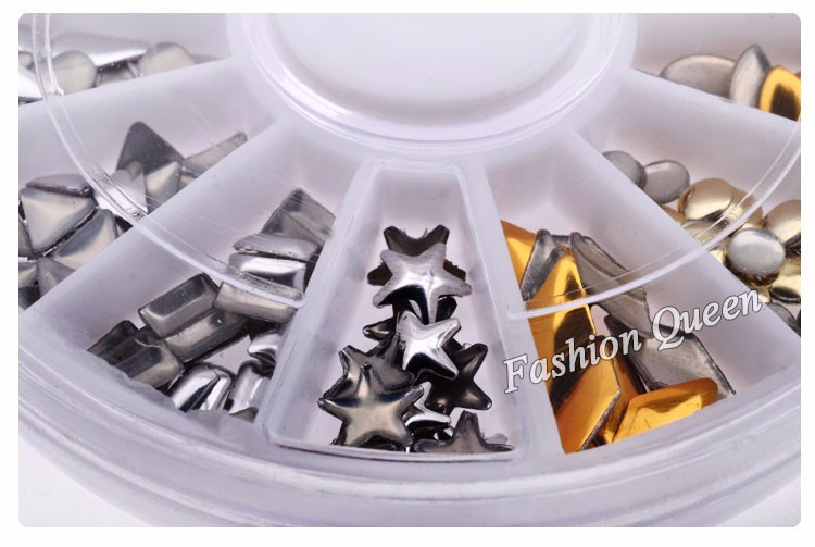 3D Golden Silver Nail Charms Metal 