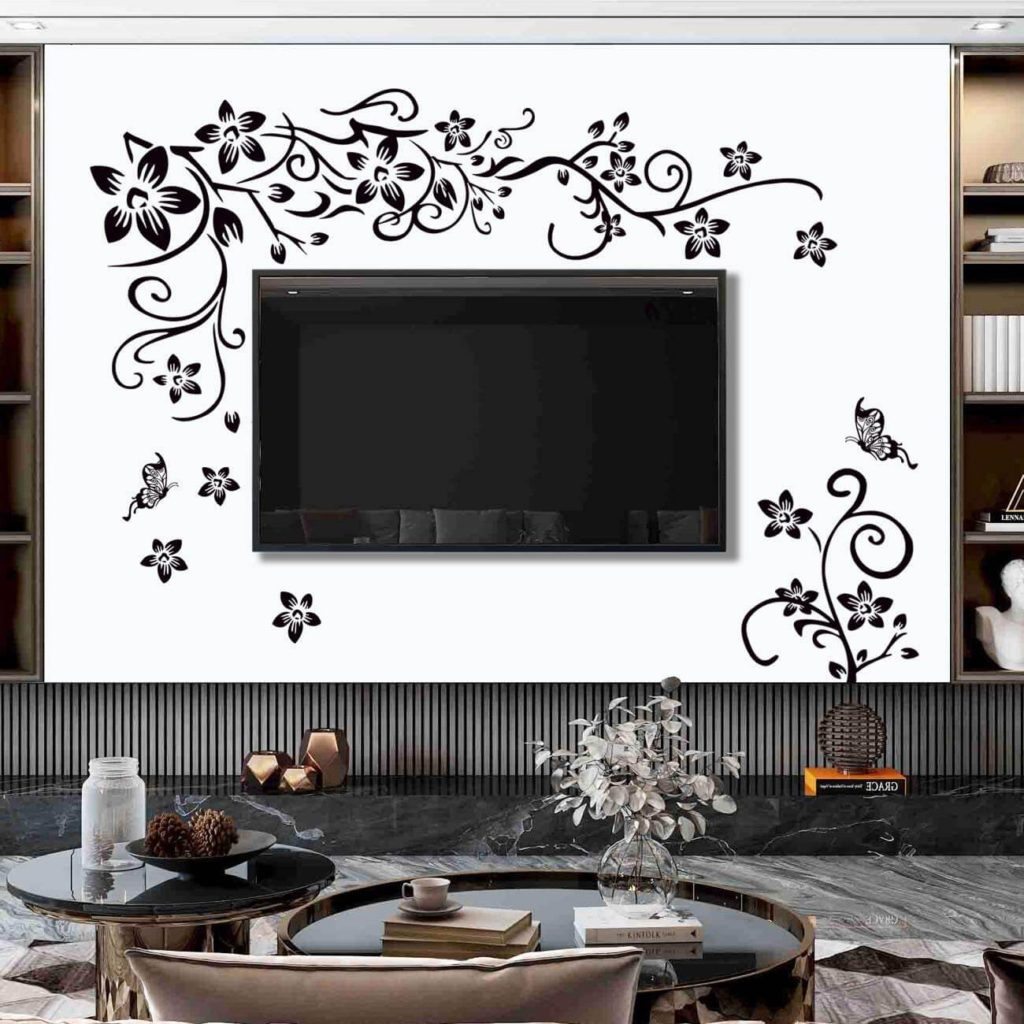 Nature Wall Sticker Black Floral Wall Paper Flower PVC Wall Decor