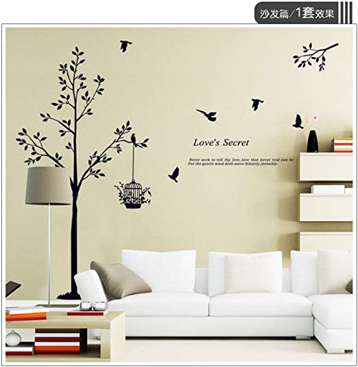 Black Tree Decal High Quality Quiet Life Engraving Wall Sticker.
