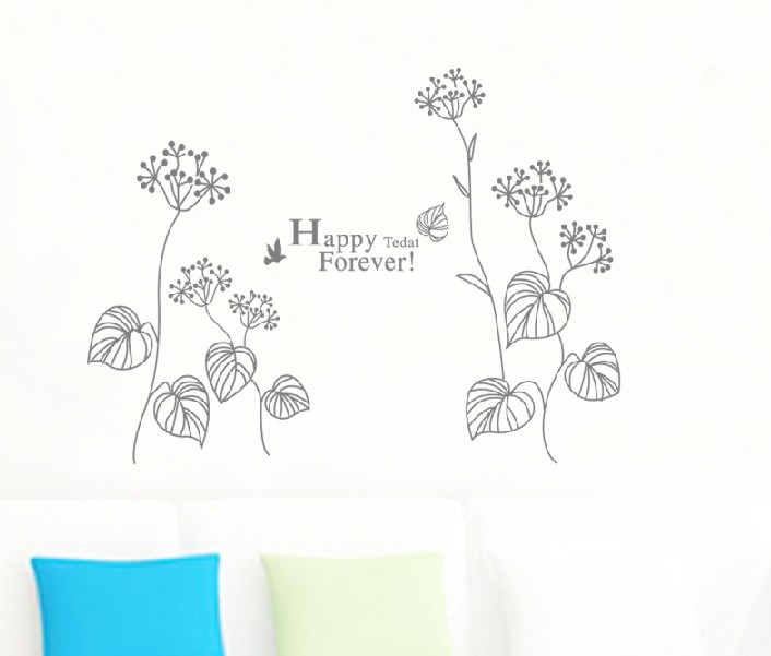 Tedat Forever Wall Sticker Black Flowers Wall Decor For Home.