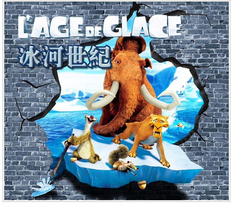 Ice Age 3D Wall Sticker Cartoon Movie Wall Paper For Kids Room.