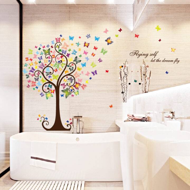 Colorful Butterfly Tree Wall Sticker Floral Wall Paper Wall Decor