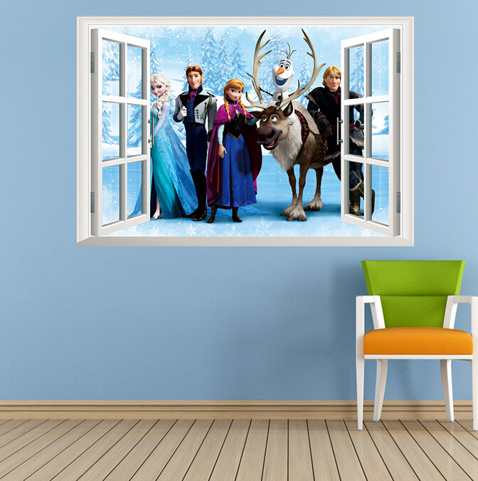 Queen Elsa Frozen Wall Sticker For Girls Room Wall Art Wallpaper.